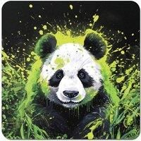 Warren Reed - Designer Green Splashart Panda Face Coasters - Set of 4
