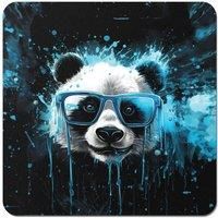 Warren Reed - Designer Blue Splashart Panda Face Coasters - Set of 4