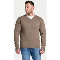 Raging Bull Men's Classic V Neck Cotton/Cashmere Knit in Beige | Size: XL