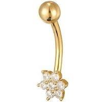 Seol + Gold Flower Cz Belly Bar