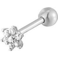 Seol + Gold Sterling Silver Tiny Flower Cz Stud