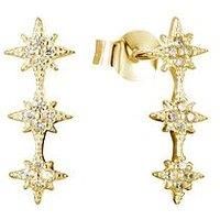 Seol + Gold 18Ct Gold Plated Sterling Silver Star Cz Climber Studs