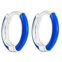 The Love Silver Collection Sterling Silver Royal Blue Enamel Hoops