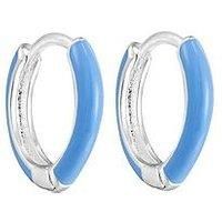 The Love Silver Collection Sterling Silver Blue Enamel Hoops