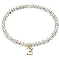 Pearl Stretch Bracelet with Letter Charm