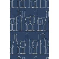 Bobbi Beck Eco-Friendly Wine Glass Motif Wallpaper In Navy