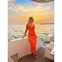 In The Style Perrie Sian Ruffle Detail Maxi Dress - Orange