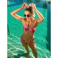 In The Style Georgia Louise Abstract Print Halterneck Ring Detail Bikini Top