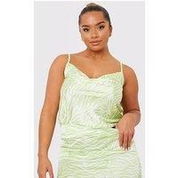 In The Style Print Cowl Neck Cami Top Co-Ord - Green