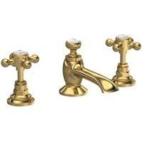 Bayswater Hex Brushed Brass 3 Hole Deck Mounted Basin Mixer Tap