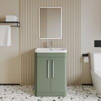 Bathroom 2 Door Bathroom Vanity Basin Unit 800mm - Satin Green
