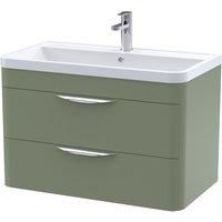 Green Wall Hung 2-Drawer Bathroom Vanity Basin Unit - 800mm