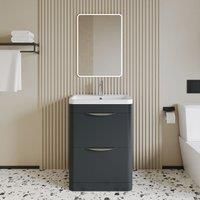 Dark Grey Floor Standing Bathroom Vanity Basin Unit - 600mm