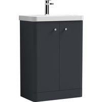 Floor Standing 2 Door Vanity Unit with Ceramic Basin - Choice of Size and Colour