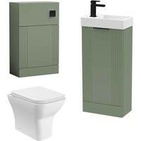 Nuie Deco Floor Standing 400Mm Unit Wc & Tap Satin Green, Green