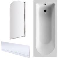 Round 1700x750 Shower Bath Set - Panel & Straight Screen & Leg set