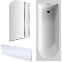 Round 1700x750 Shower Bath Set - Panels, Screen with Rail