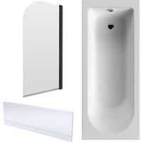 Round 1700x750 Shower Bath Set - Panel & Round Screen &Fixings