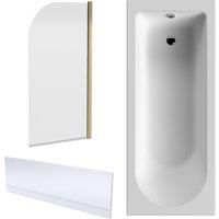 Round 1700x700 Shower Bath Set - Panel & Round Screen Brass