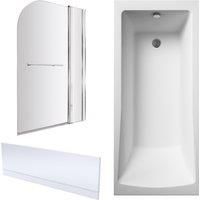 Square 1700x750 Shower Bath Set - Panel & Corner Screen with Rail & Fixed