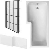 Nuie 1700 Sq Bath Panel & Black Screen Lh