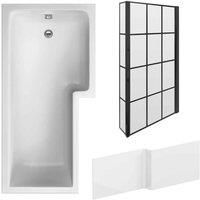 Nuie 1700 Sq Bath Panel & Black Screen Rh