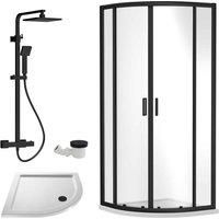 Nuie 900 Black Quadrant Tray & Shower Kit Black