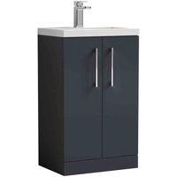 nuie Floor Standing 2 Door Vanity Unit & Polymarble Basin, 500mm, Soft Black