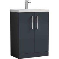 nuie 600mm Floor Standing 2-Door Vanity & Polymarble Basin - Soft Black