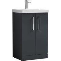 Nuie Arno 510mm Free-standing Standard Single Vanity Satin Anthracite 840mm H X 510mm W X 390mm D