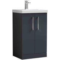 nuie Arno 500mm Floor Standing 2 Door Vanity & Basin 3, Soft Black