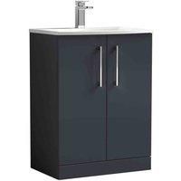 nuie Arno 600mm Floor Standing 2 Door Vanity & Basin 4 - Soft Black, Black