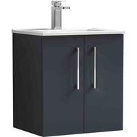 nuie Arno 500mm Wall Hung 2 Door Vanity & Basin 2 - Soft Black