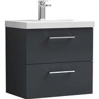 nuie Arno 600mm Wall Hung 2 Drawer Vanity & Basin 1 - Soft Black