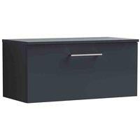 nuie Arno 800mm Wall Hung 1 Drawer Vanity & Worktop - Soft Black