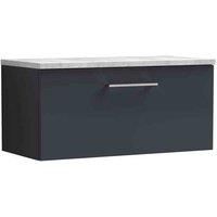 nuie Arno 800mm Wall Hung Single Drawer Vanity & Laminate Top - Soft Black