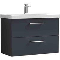 nuie Arno 800mm Wall Hung 2 Drawer Vanity & Basin 3 - Soft Black