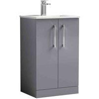 Nuie Arno 500mm Free-standing Standard Single Vanity Unit Satin Grey 815mm H X 500mm W X 390mm D