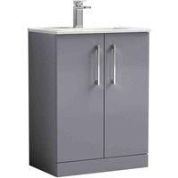 nuie Arno 600mm Floor Standing 2 Door Vanity & Basin 2 - Satin Grey