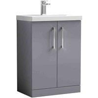 nuie Arno 600mm Floor Standing 2 Door Vanity & Basin 3 - Satin Grey