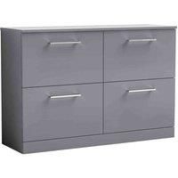nuie Arno 1200mm Floor Standing 4 Drawer Vanity & Worktop - Satin Grey, Grey
