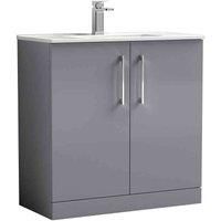 Nuie Arno 800mm Free-standing Single Vanity Satin Grey 850mm H X 800mm W X 390mm D