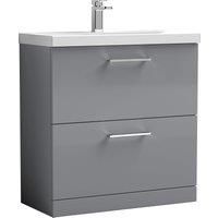 nuie Arno 800mm Floor Standing 2 Drawer Vanity & Basin 1 - Satin Grey, Grey