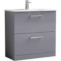 nuie Arno 800mm Floor Standing 2 Drawer Vanity & Basin 2 - Satin Grey, Grey