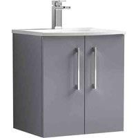 nuie Arno 500mm Wall Hung 2 Door Vanity & Basin 4 - Satin Grey