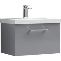 nuie Arno 600mm Wall Hung 1 Drawer Vanity & Basin 1 - Satin Grey