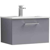 nuie Arno 600mm Wall Hung 1 Drawer Vanity & Basin 2 - Satin Grey