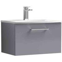 nuie Arno 600mm Wall Hung 1 Drawer Vanity & Basin 4 - Satin Grey