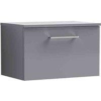 nuie ARN2222W Arno Wall Hung 1 Drawer Vanity Unit & Worktop, 600mm, Satin Grey