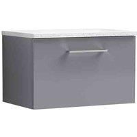nuie Arno 600mm Wall Hung 1 Drawer Vanity & Laminate Top Satin Grey